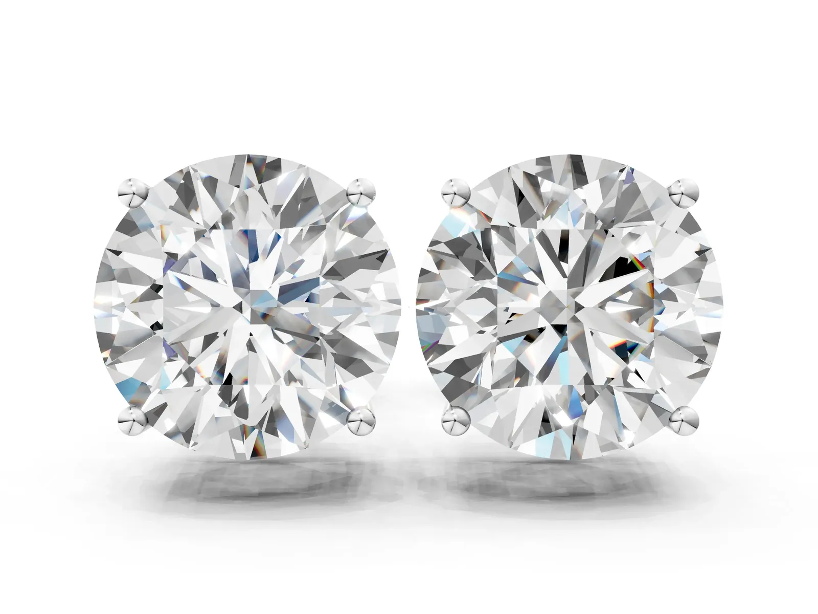 Round Cut Diamond Stud Earrings Silver